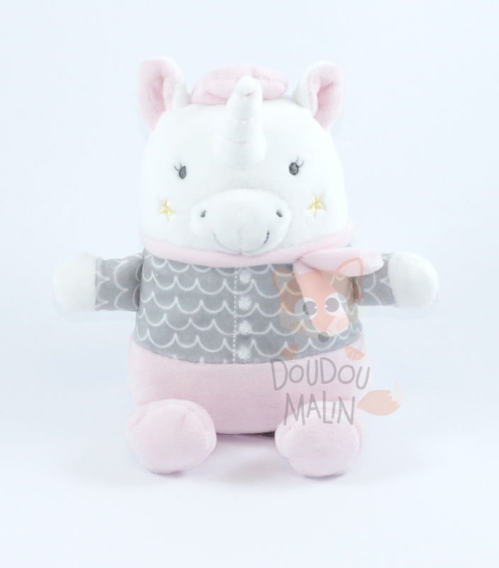  peluche licorne rose gris blanc 